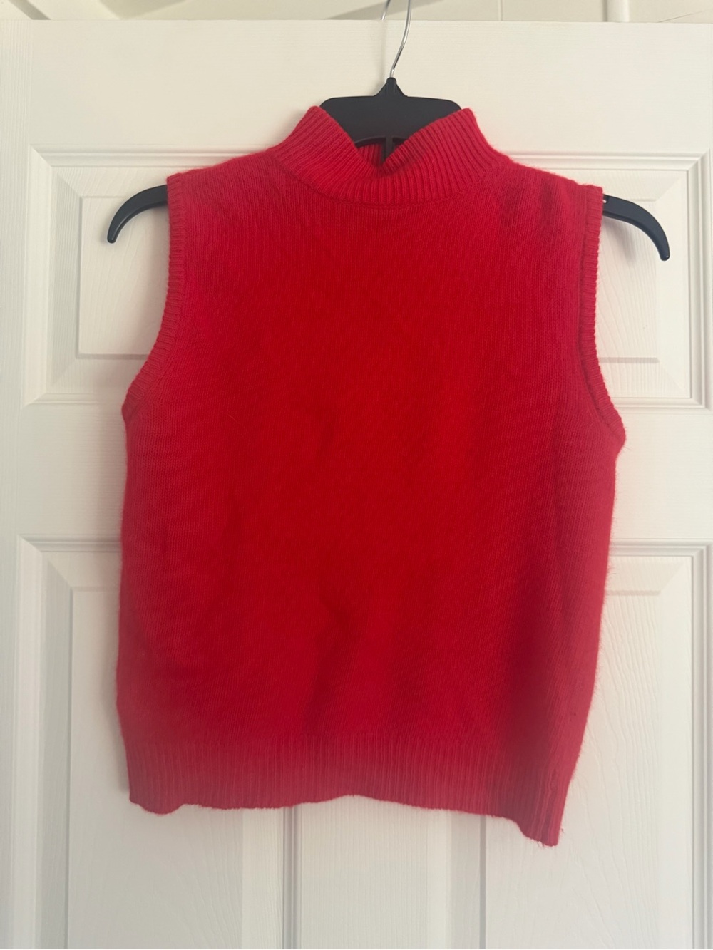 Sleeveless Red Knit Mock Neck Sweater Vest vintage wool sweater